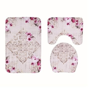 Kobwa Badezimmerteppich Set Rutschfeste Badezimmermatte Wc Bezug Set Rose Amazon De Kuche Haushalt