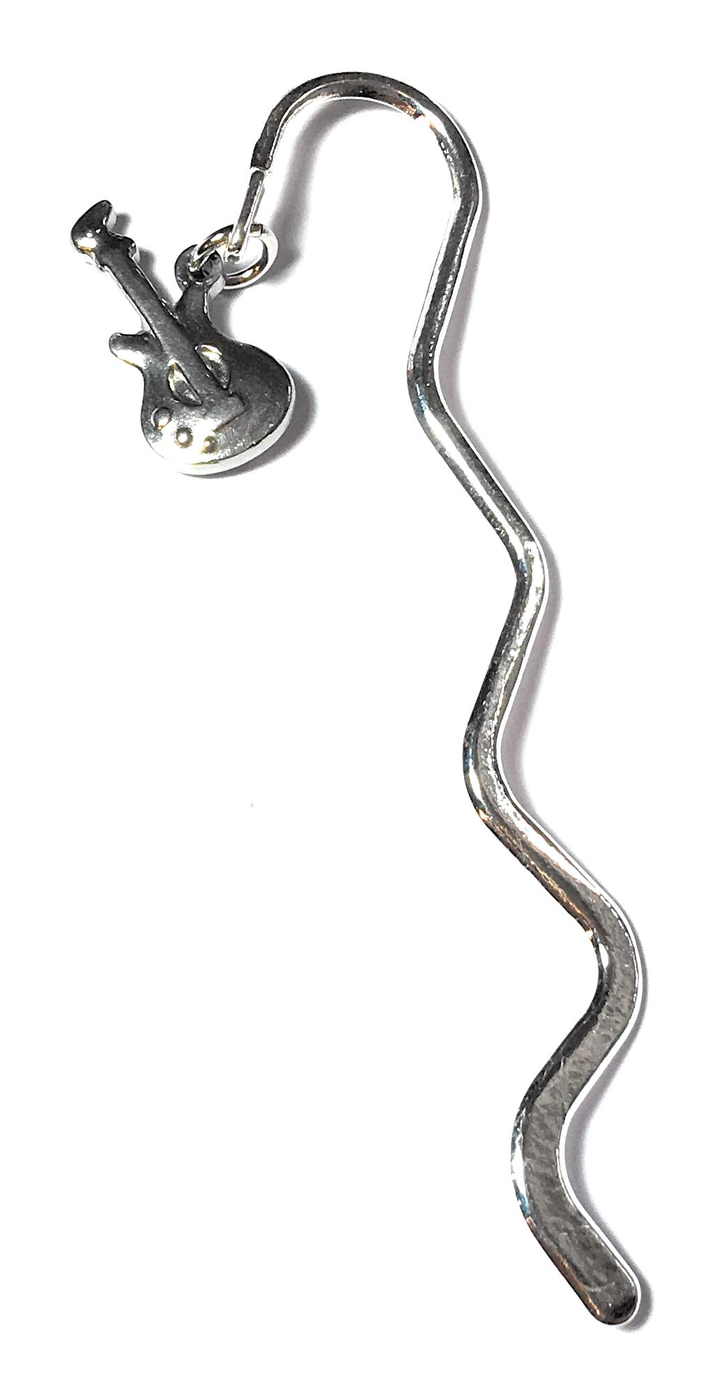 FizzyButton Gifts Silver Tone Electric Guitar Charm Mini Bookmark in Gift Bag