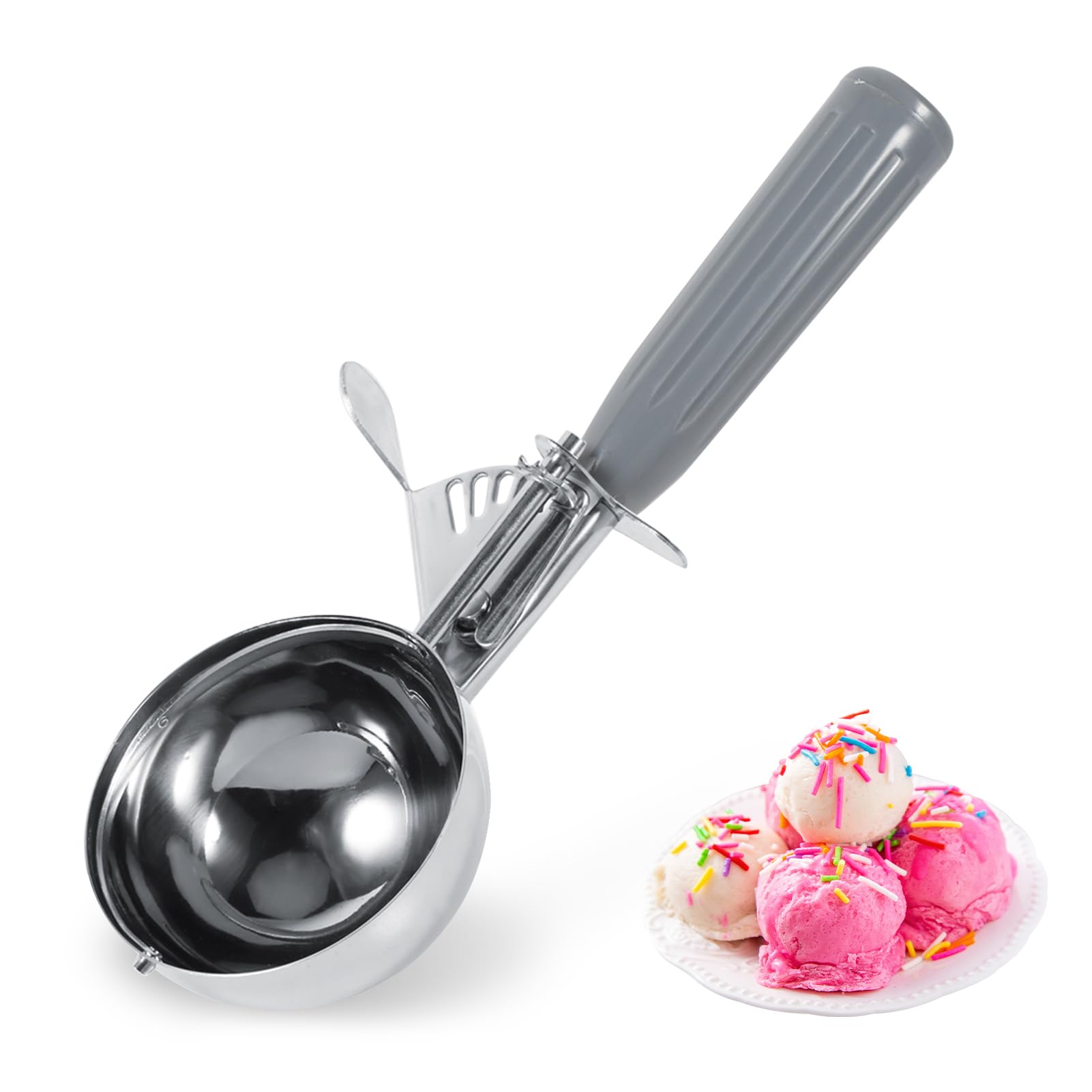 Agatige Ice Cream Scoop, 7.2cm Stainless Steel Fruit Scoop Melon Baller Scooper Spoon Kitchen Scoop with Handle and Easy to Release for Ice Cream, Melon, Cookie Dough, Meatballs