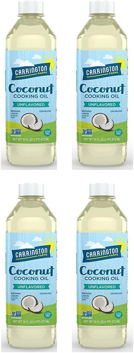 Carrington Farms Coconut Cooking Oil, 16 Ounce, 4 Pack
