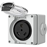 STARELO 30Amp NEMA TT-30R Receptacle 125Volt,RV Power Outlet Box,Outdoor dustproof and Weatherproof for RVs, Electric Vehicle