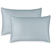 Queen Pillowcases by Pure Bamboo, Genuine 100% Organic Viscose Derived from Bamboo, Luxuriously Soft & Cooling, Double Stitching, Envelope Closure (2 Queen Pillowcases, Sterling Blue)