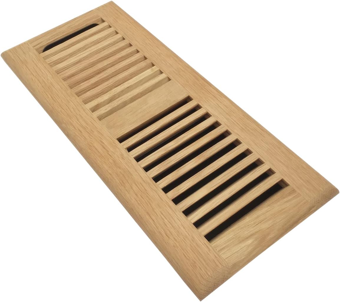 Registers, Grilles & Vents - Homewell Red Oak Wood Floor Register Vent Cover, Drop in Vent with Damper, 4x14 Inch, Unfinished