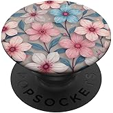Pink and Blue Floral Print PopSockets Adhesive PopGrip