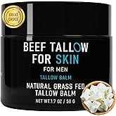 pekinly Beef Tallow for Skin, Beef Tallow Skin Care for Men, Mens Skincare Moisturizer for Face Neck Deeply Nourishing and Moisturizing, Unscented Original Tallow Face Moisturizer for Men, 1.7 OZ