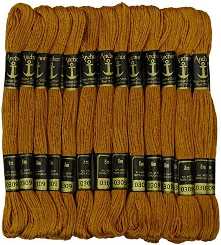 IBA Indianbeautifulart Cross Stitch Hand Embroidery Thread Stranded Cotton Craft Sewing Floss 25 Skeins-Light Brown
