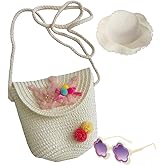 kkdom Straw Crossbody Purse - Cute Straw Bag for Girls, Summer Beach Shoulder Bag