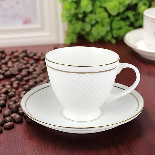 Buy Chandra Bazaar®, Bp Bharat Fine Bone China Bliss White Cup with a Golden Line of 6Pc Tea