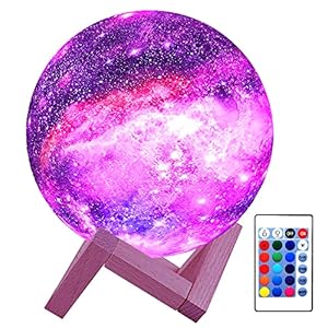 HYODREAM 3D Moon Lamp Kids Night Light Galaxy Lamp 16 Colors LED Light with Rechargeable Battery Touch & Remote Control…