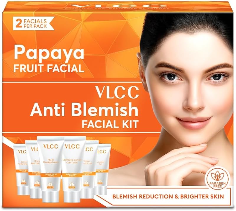 VLCC Papaya Fruit Facial Kit for Glowing Blemish Free Skin - 60g