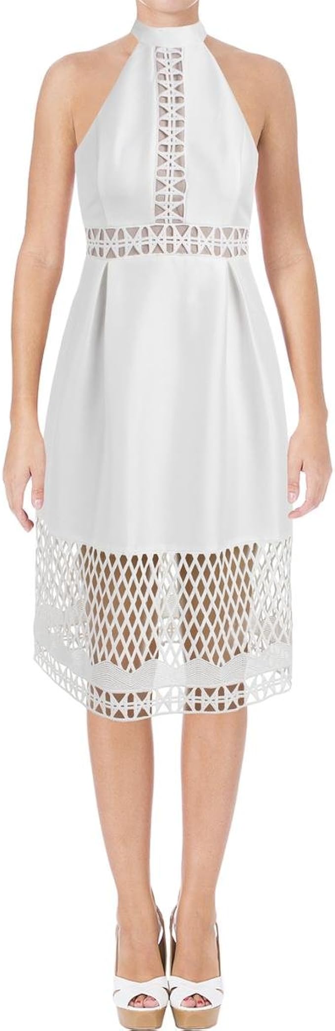 Ivanka Trump Women's Halter White Midi Dress, Ivory, 6 at Amazon Women