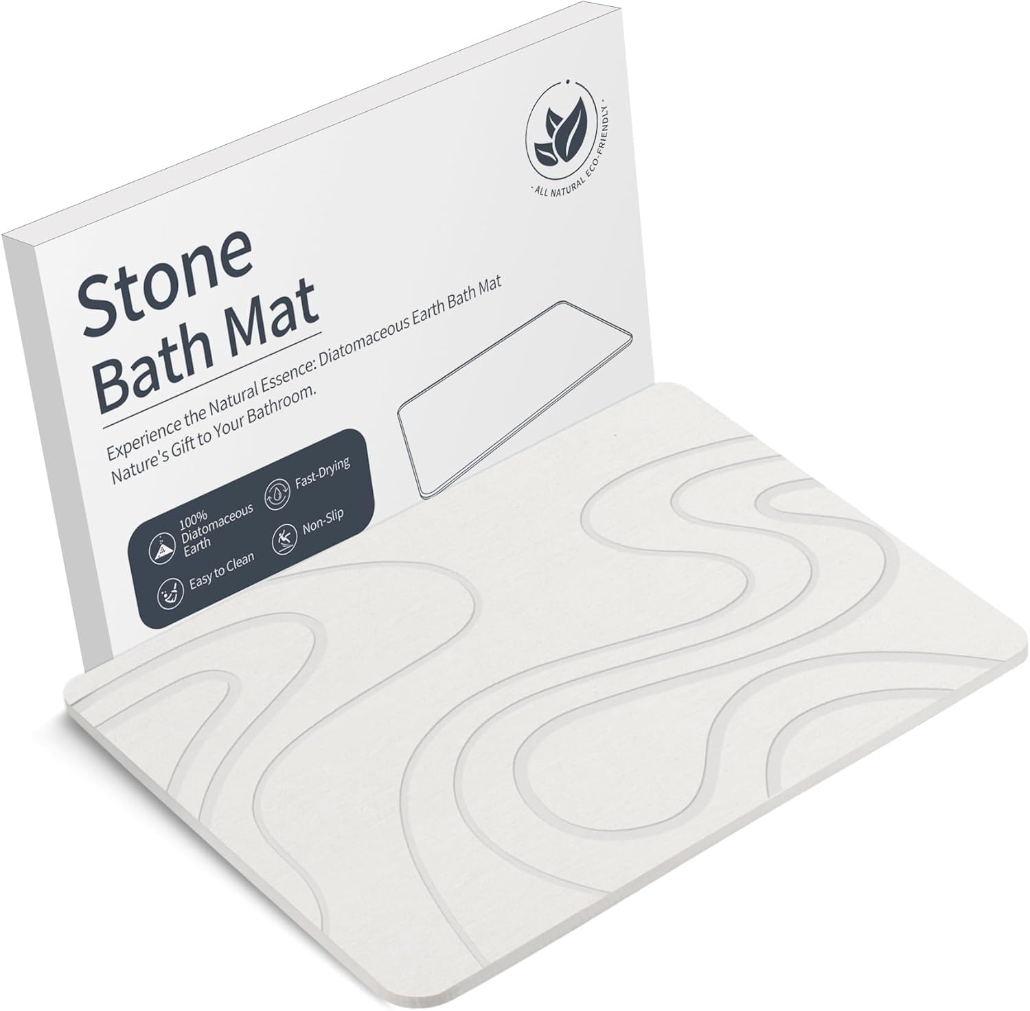 Veeloim Stone Bath Mat Diatomaceous Earth Shower Mat Non-Slip Super Absorbent Diatomite Stone Mats for Bathroom Floor/Kitchen Counter Quick Drying Natural Easy to Clean(23.6''×15.4" White) Image Veeloim Stone Bath Mat Diatomaceous Earth Shower Mat Non-Slip Super Absorbent Diatomite Stone Mats for Bathroom Floor/Kitchen Counter Quick Drying Natural Easy to Clean(23.6''×15.4" White) Image