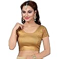 TMS Women's Blouses Readymade Gold Stretchable Saree Crop Top Choli Free Size Sparkling