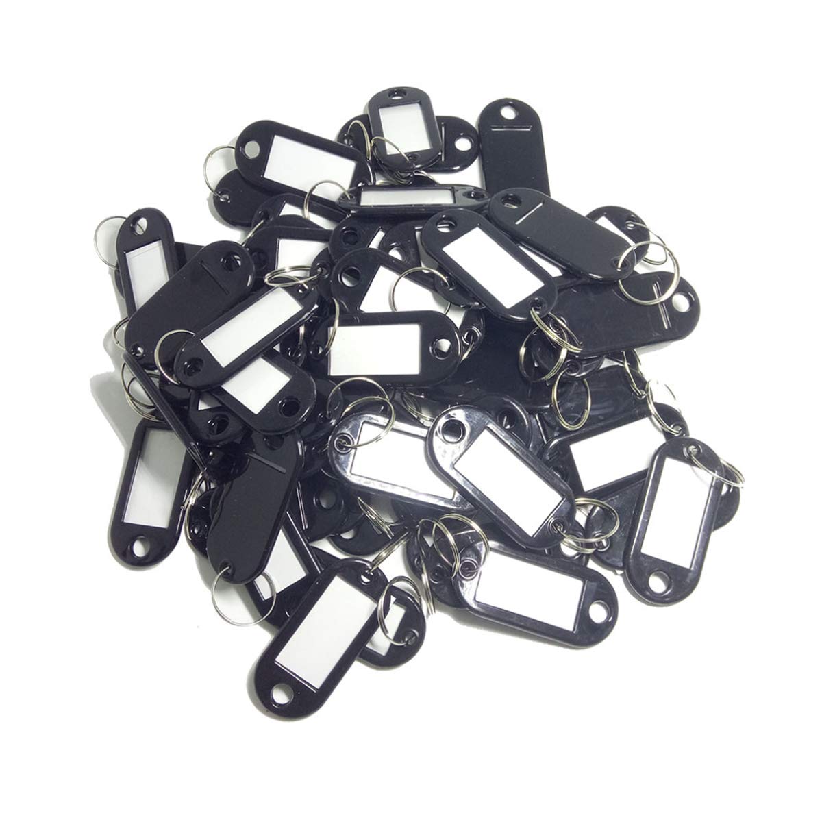 TOOLSTAR Key Labels, 100PCS Key ID Tags Key Labels Tags Plastic Key Tags, Tags with Key Rings as Key Fobs Luggage Pet Name Memory Stick Tags (Black)