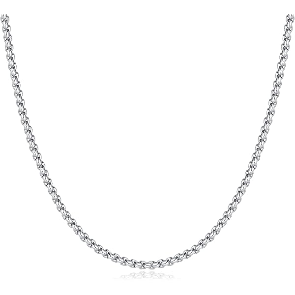 GLIJWELE Silver Chain for Men,16 Inch Sterling Silver Chain for