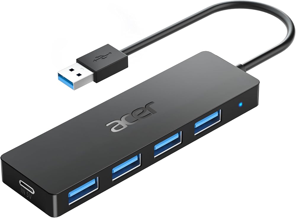 Acer USB Hub 3.0 4-Port Ultra Slim USB-A Adapter Multiport Splitter