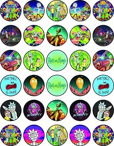 30 x Edible Cupcake Toppers – Rick_and_Morty Themed Collection of Edible Cake Decorations | Uncut Edible on Wafer Sheet
