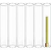 CYS EXCEL 6 PCS (H:14" D:2.5") Glass Hurricane Candleholder Tubes | Open-Ended Bottomless Cylinder, Chimney Tube for Taper Candles and Candlesticks