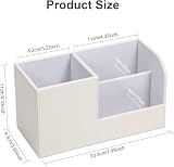 GORESE Pen Holder Desk Organizer White Wood Linen Finish 20.5 x 11 x 9.3 cm view 2