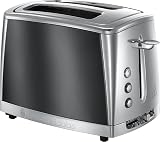 Russell Hobbs Luna 2 Slice Toaster 1500W Grey 6 Browning Levels Fast Toasting
