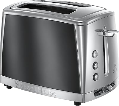 Russell Hobbs Luna 2 Slice Toaster 1500W Grey 6 Browning Levels Fast Toasting