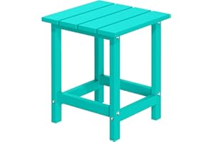 MUCHENGHY Adirondack Outdoor Side Table, 14.7" Patio Side Table Weather Resistant, HDPE Outdoor End Tables for Patio, Lake Blue