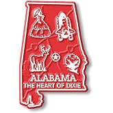 Alabama Small State Magnet by Classic Magnets, 1.5" x 2.3", Collectible 3D Rubber Vintage-Style Souvenirs and Gifts Made in the USA