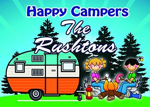 Anchor Graphix Camping Sign,Campground Welcome Sign Featuring Campfire with Couple Roasting Marshmallows with Retro Camping Trailer for Your Camper Made of Sturdy Aluminum Personalize for Free (8x12)