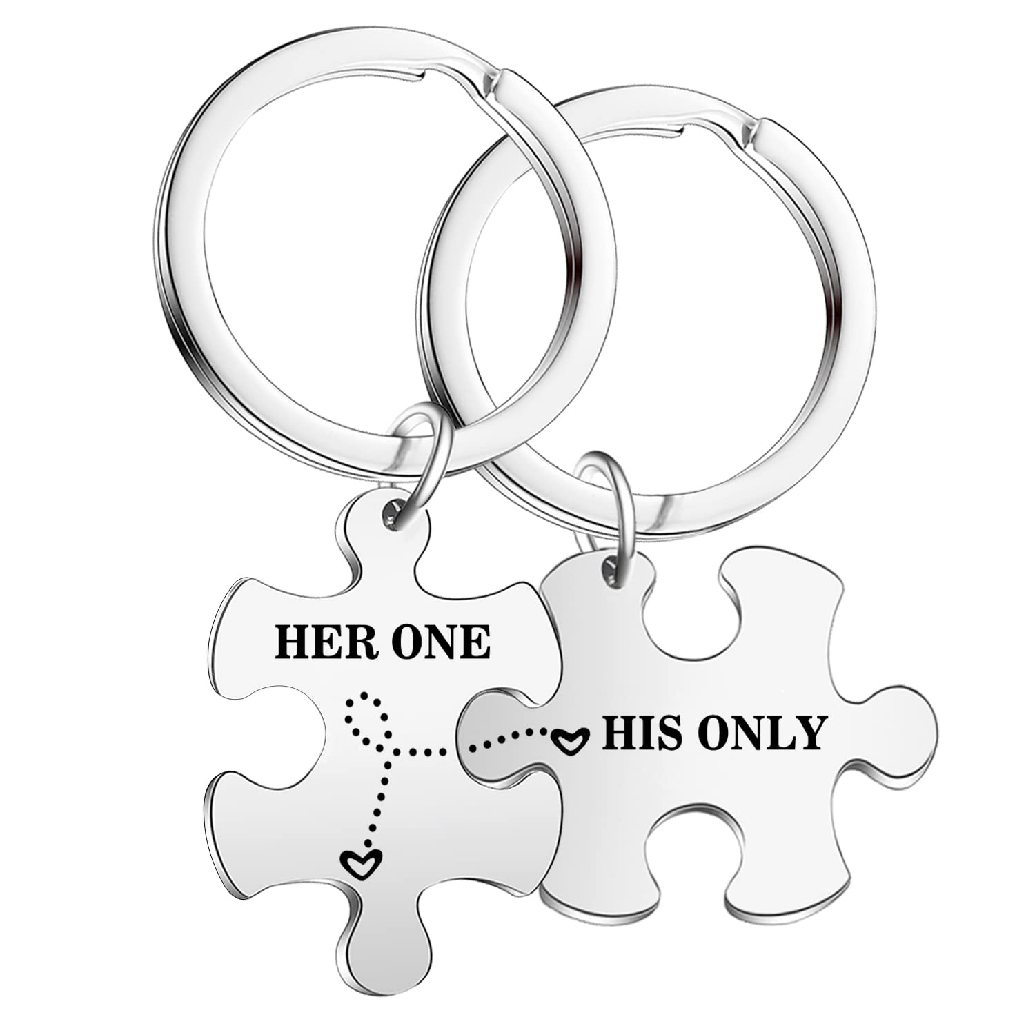 2PCs Couple Keyring Birthday Gifts for Boyfriend Girlfriend Husband Wife Romantic Gift for His and Her Gifts Valentines Day Gifts for Him and Her Wedding Anniversary Keyring Her One His Only Key Ring