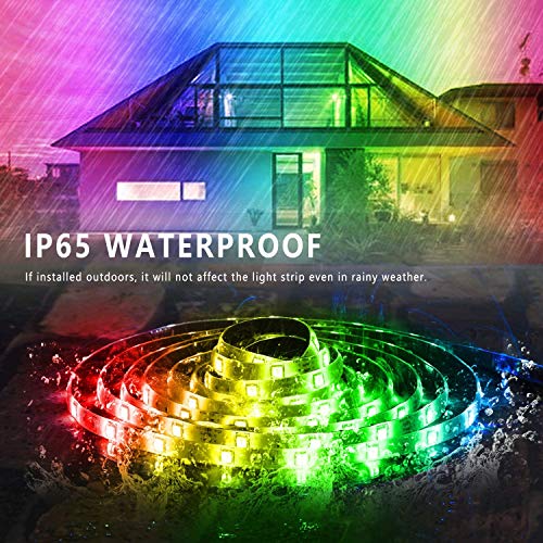 Toworld 10M WiFi LED Strip Lights, 32.8ft RGB Light Waterproof Music Sync Color Changing + Remote Control Decor for Bedroom Decor, Room Decor, Party