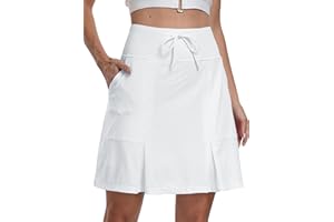 MoFiz Women's Golf Skirts Knee Length Drawstring Athletic Tennis Skorts Modest Sport Active Casual Summer Skirt with Pockets