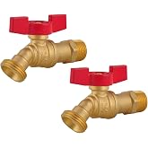 LD Valve - Male Hose Bibb 1/2" MIP X 3/4" MHT For Garden Watering,1/4 Turn Shut Off Hose Bib with T-Handle (2-Pack)