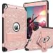 BENTOBEN Case for iPad Air 2/iPad 9.7 2017/2018/Pro 9.7, iPad 5th/6th Generation Case, Glitter 3Layer Full Body Protective Kickstand Durable Leather Shockproof Girls Women Kids Tablet Cover, Rose Gold primary