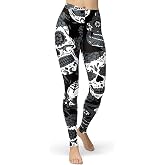 sissycos Women's Sugar Skull Leggings Rose Flower Printed Pants | soft stretch feel, pull-on comfort, seasonal graphics, easy layering, machine washable