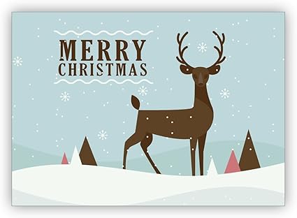 Set Di 4 Auguri Di Natale Elegante Retro Cartolina Di Natale Inglese Con Cervi Nel Paesaggio Con La Neve Merry Christmas Con Busta Amazon It Cancelleria E Prodotti Per Ufficio