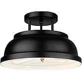 zeyu 12'' Industrial Semi Flush Ceiling Light, 2-Light Flush Mount Ceiling Lamp for Bedroom Dining Room, Metal Dome Shade in 