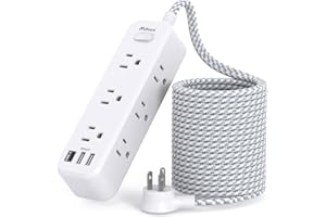 Mifaso Extension Cord, Surge Protector Power Strip, Long Extension Cord with 9 Outlets 3 USB Ports, Extension Cord with Multiple Outlets, USB Power Strip for Dorm Room Essentials, College(15FT, White)