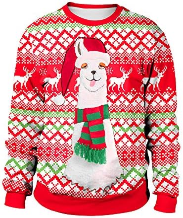 GIFC Fashion Womens Merry Christmas Plus Size Pullover Alpaca Printed Sweatshirt Tops Blouses