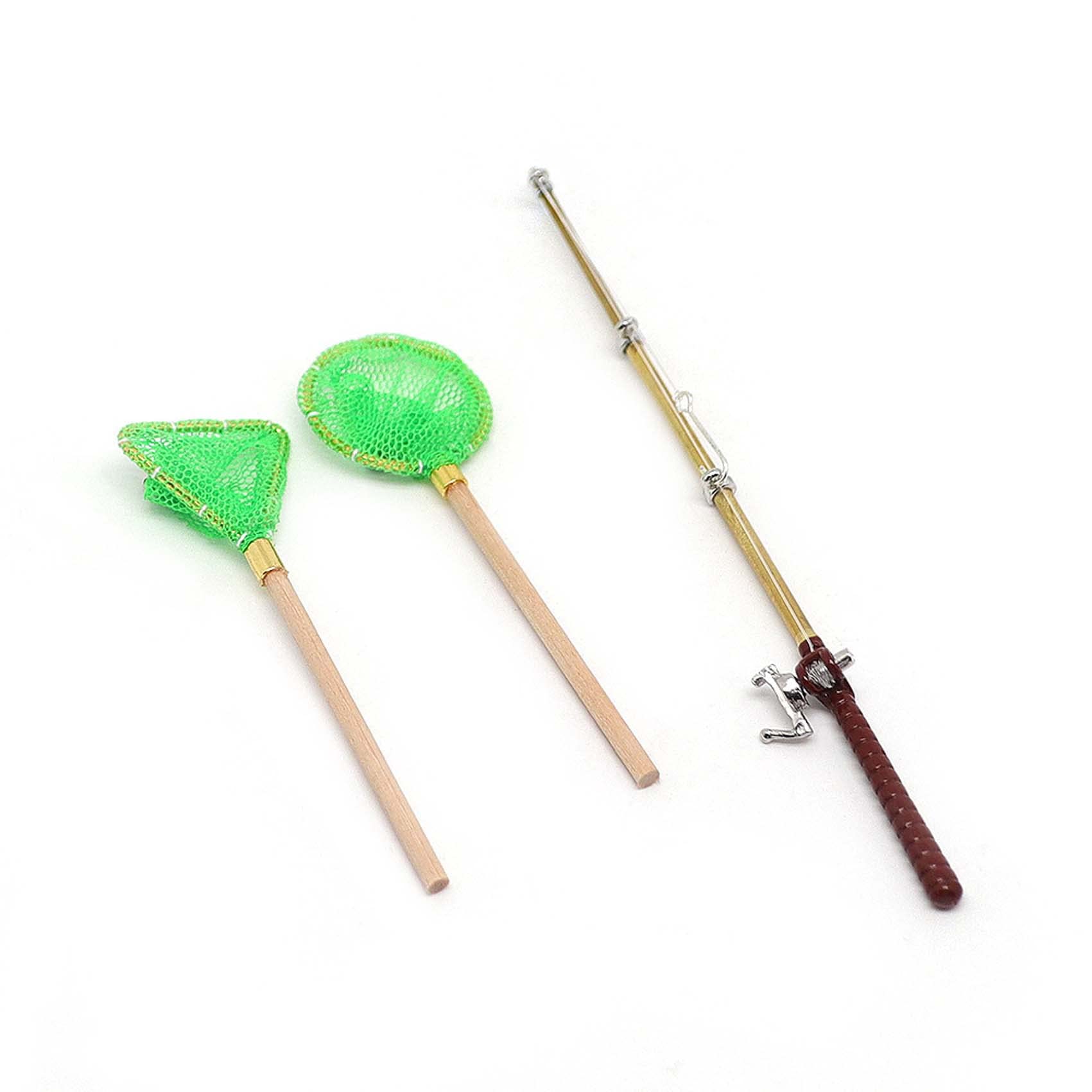 KEEDA Fishing Rod Net Tools Scale Accessories for 1/6 1/12 Dollhouse Toys 1:10 RC Car Axial SCX10 90046 Wraith Yeti TF2 D90 Decoration (Green)