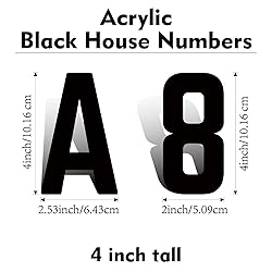4 Inch Self Adhesive House Numbers, Acrylic Modern