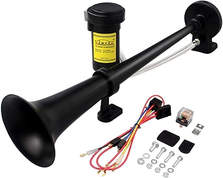 Gampro 12v 150db Air Horn 18 Inches Chrome Zinc Single Trumpet