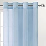 DWCN Sky Blue Sheer Curtains 2 Panels 52 x 90 Eyelet Top Voile Decorative view 2