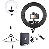 JJ JIANJIN Ring Light Kit:18"/45cm Outer 55W6700k Dimmable LED Light, Tripod Stand, Remote Controller,Box for Camera,Smartpho