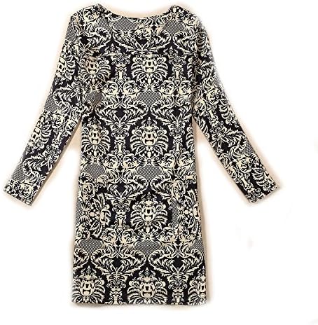 Jongood Fashion Dress Classical Printing Stretch Long Sleeve Large Yards Skirt,Chandelier 4-Black,M