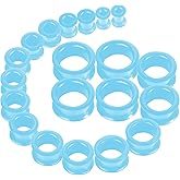 WINSENET 20Pcs Silicone Ear Gauges 2G-25mm Flexible Ear Tunnels Gauges Soft Expander Stretching Ear Plugs Tunnels Black Earring Piercings Jewelry for Men Women