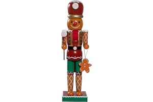 WVIOUOPU Gingerbread Nutcracker Christmas Decorations - 14 Inch Wooden Handmade Candyland Nutcracker Figures Christmas Ornaments Gifts for Indoor Outdoor Holiday Home Party Table Xmas Decor