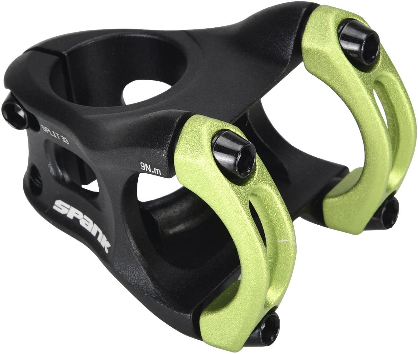 Spank Split Enduro Trail Shotpeen Anodized Bicycle Stem, Black/Green, 33mm