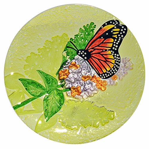 Peaktop - Outdoor 11-Inch Butterfly Fusion Glass Bird Feeder