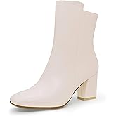 IDIFU Women's Ada Fashion Square Toe Ankle Boots Low Block Heel Short Boots Side Zipper Booties Shoes- Half Size Larger