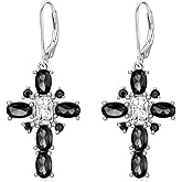 Cross Rhinestone Earrings 925 Sterling Silver Hypoallergenic Leverback Dangle Drop Earrings with Cubic Zirconia Jewelry Gifts for Women
